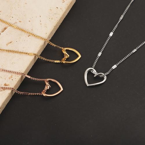 Stainless Steel Jewelry Necklace 304 Stainless Steel Heart plated for woman Sold By PC