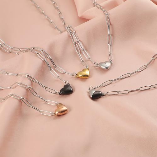 Stainless Steel Jewelry Necklace 304 Stainless Steel with Magnet Heart plated for woman Sold By PC