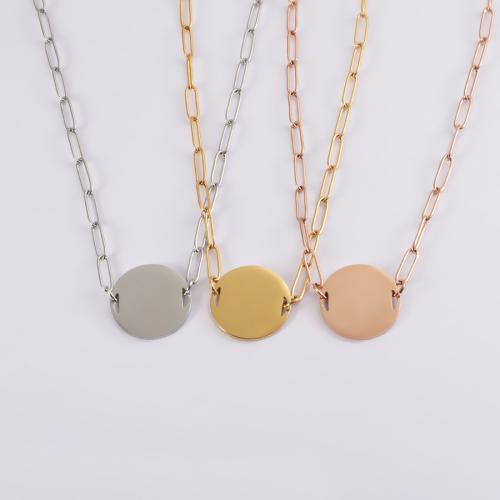 Stainless Steel Jewelry Necklace 304 Stainless Steel Round rose gold color plated for woman Sold By PC