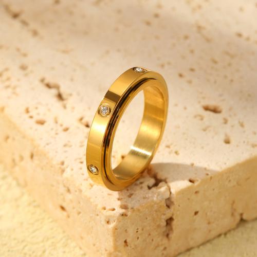 Stainless Steel Finger Ring 304 Stainless Steel Round gold color plated & for woman Sold By PC