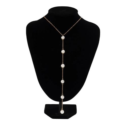 Zinc Alloy Jewelry Necklace with Plastic Pearl plated fashion jewelry nickel lead & cadmium free Sold By PC