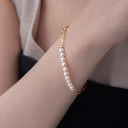 Freshwater Cultured Pearl Bracelet, Freshwater Pearl, with Brass, fashion jewelry & different designs for choice, more colors for choice, Length 18 cm, Sold By PC