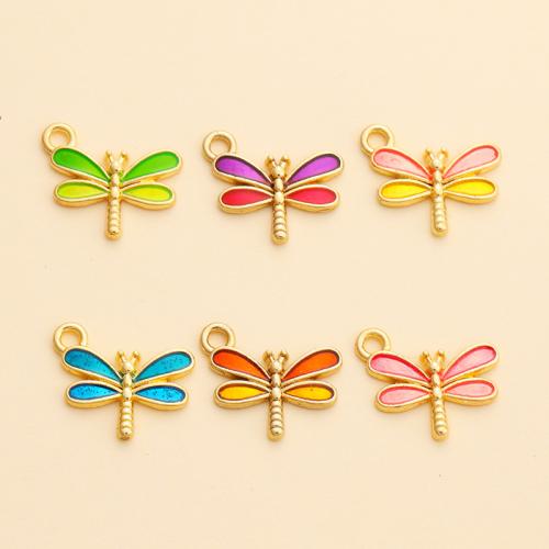 Zinc Alloy Enamel Pendants Dragonfly plated DIY nickel lead & cadmium free Sold By Bag