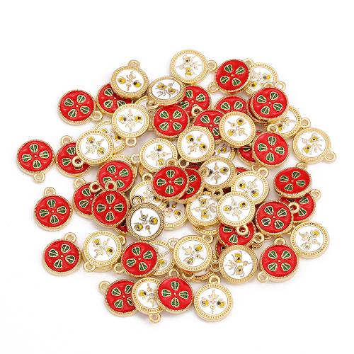 Zinc Alloy Enamel Pendants Round plated DIY mixed colors nickel lead & cadmium free Sold By Bag