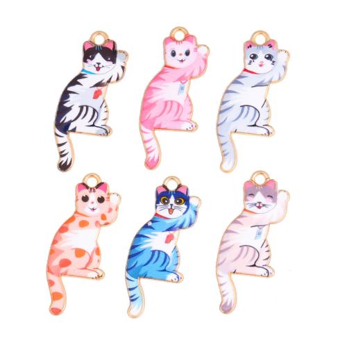 Zinc Alloy Enamel Pendants Cat plated DIY mixed colors nickel lead & cadmium free Sold By Bag