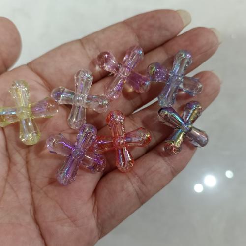 Plated Acrylic Beads Cross DIY 25mm Sold By Bag