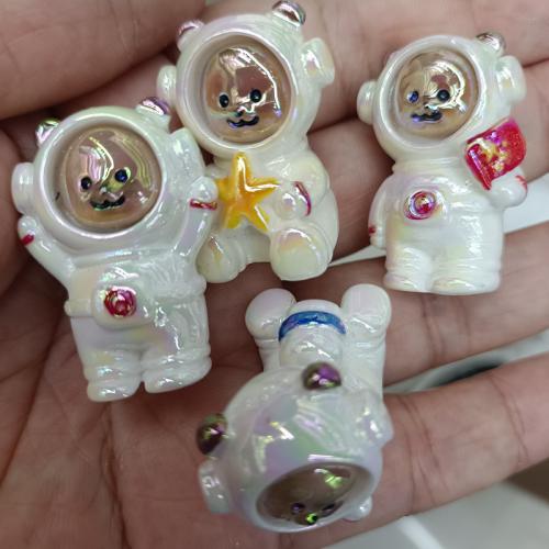 Plated Akrylpärlor, Akryl, Astronaut, DIY, blandade färger, 35x25mm, 50PC/Bag, Säljs av Bag