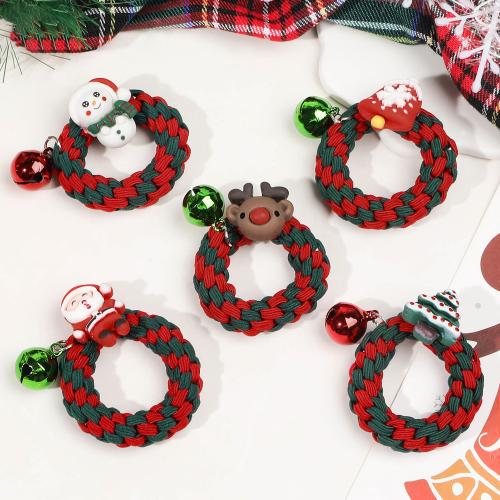 Resin Elastic Band with Rubber Band handmade Christmas Design & for woman multi-colored Sold By PC