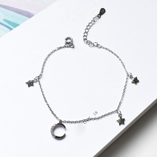 
Mode Sterling Silver Anklet, 925 Sterling Silver, med 3CM extender kedja, för kvinna, silver, Längd Ca 20 cm, Säljs av PC