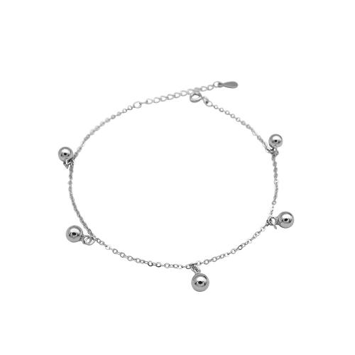 Faisean Sterling Silver Anklet, 925 Sterling Silver, le 3CM slabhra extender, do bhean, airgid, Fad Thart 21 cm, Díolta De réir PC