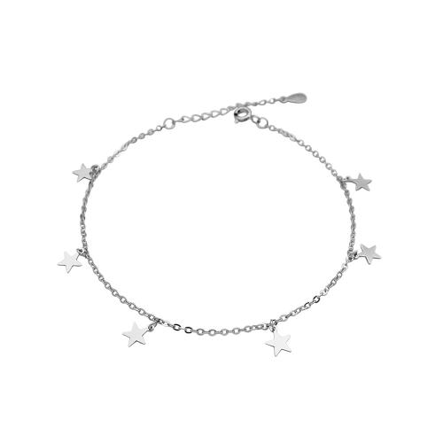 
Mode Sterling Silver Anklet, 925 Sterling Silver, med 3CM extender kedja, Star, för kvinna, silver, Längd Ca 21 cm, Säljs av PC