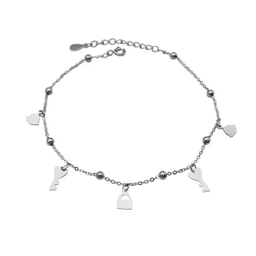 
Mode Sterling Silver Anklet, 925 Sterling Silver, med 3CM extender kedja, för kvinna, silver, Längd Ca 20 cm, Säljs av PC