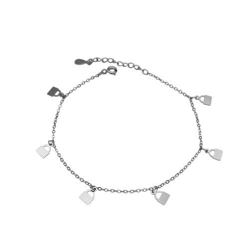 Faisean Sterling Silver Anklet, 925 Sterling Silver, le 3CM slabhra extender, do bhean, airgid, Fad Thart 19 cm, Díolta De réir PC