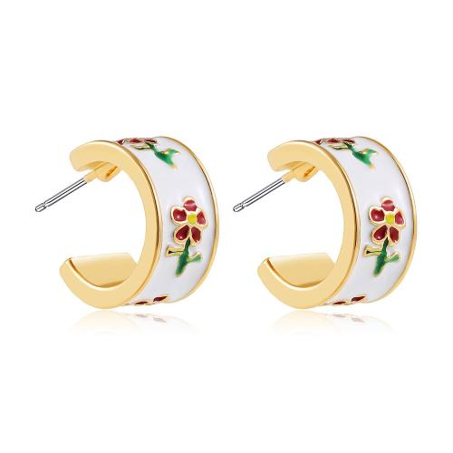 Brass Stud Earring plated for woman & enamel Sold By Pair