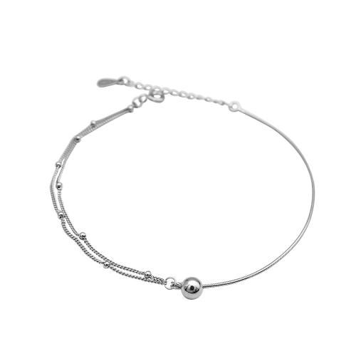 
Mode Sterling Silver Anklet, 925 Sterling Silver, med 3CM extender kedja, för kvinna, silver, Längd Ca 20 cm, Säljs av PC