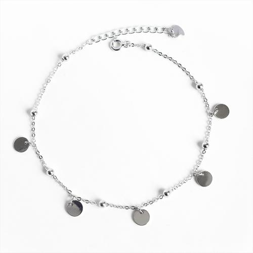 Faisean Sterling Silver Anklet, 925 Sterling Silver, le 3CM slabhra extender, do bhean, airgid, Fad Thart 20.5 cm, Díolta De réir PC