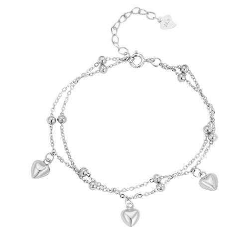 925 Sterling Silver Bangle Bracelet with 3CM extender chain Heart for woman Length Approx 15.5 cm Sold By PC