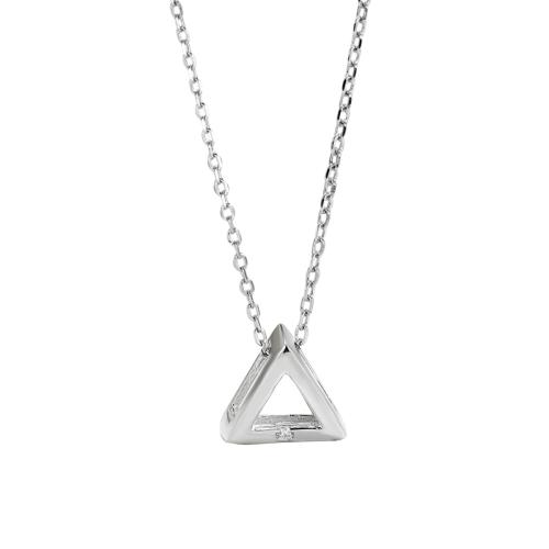 Cubic Zircon Micro bana Sterling Silver Halsband, 925 Sterling Silver, med 5CM extender kedja, Triangle, micro bana cubic zirconia & för kvinna, silver, Längd Ca 40 cm, Säljs av PC