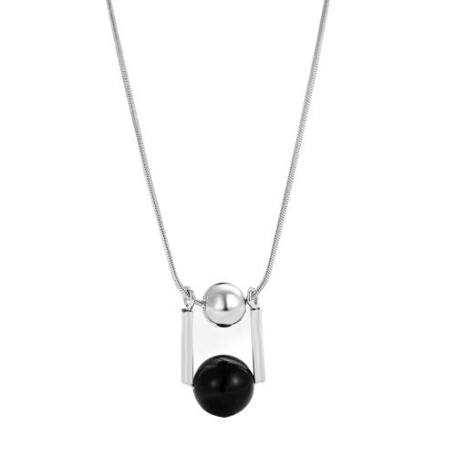 Collane d'argento sterlina, 925 argento sterlina, with agata nero, with 5CM extender chain, per la donna, argento, Lunghezza Appross. 40 cm, Venduto da PC