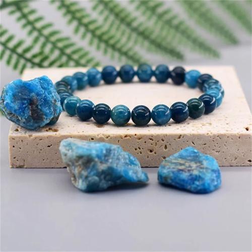 Gemstone Bracelets Apatites handmade Unisex blue Sold By PC