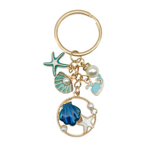 Zinc Alloy Key Clasp with Plastic Pearl portable & multifunctional & enamel golden Sold By PC