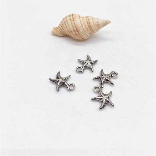 Zinc Alloy Animal Pendants Starfish antique silver color plated DIY Sold By Bag