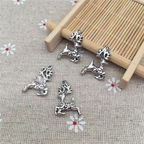 Zinc Alloy Animal Pendants Christmas Reindeer antique silver color plated DIY Sold By Bag