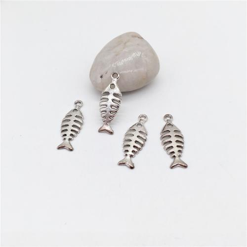 Sinkkiseos riipukset, Fish Bone, antiikki hopea päällystetty, tee-se-itse, 27x10mm, 100PC/laukku, Myymät laukku