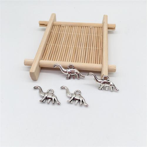 Zinklegering Animal Hangers, Zinc Alloy, Dinosaurus, antiek zilver plated, DIY, 27x12mm, 100pC's/Bag, Verkocht door Bag