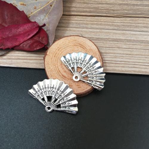 Sinc Alloy Pendants, Fan, dath airgid antique plátáilte, DIY, 21x33mm, 100ríomhairí pearsanta/Mála, Díolta De réir Mála