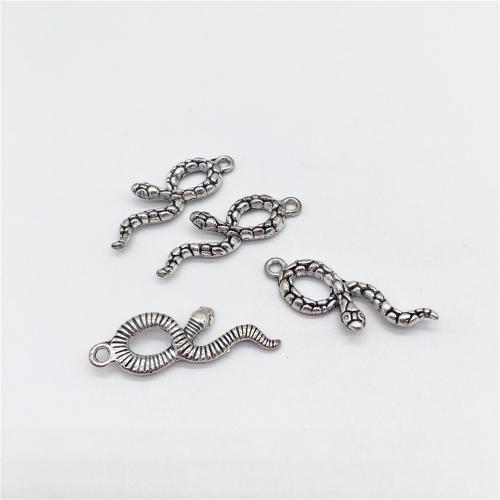 Zinc Alloy Animal Pendler, Snake, antik sølv farve forgyldt, du kan DIY, 34x11mm, 100pc'er/Bag, Solgt af Bag