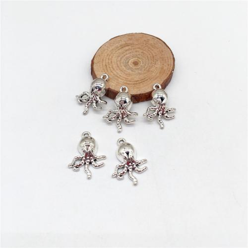 Sinc Alloy Pendants Ainmhithe, Octopus, dath airgid antique plátáilte, DIY, 21x15mm, 100ríomhairí pearsanta/Mála, Díolta De réir Mála