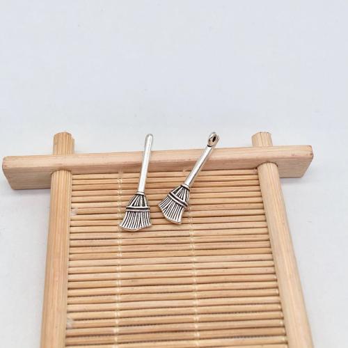 Zinc Alloy Pendants Broom antique silver color plated DIY Sold By Bag