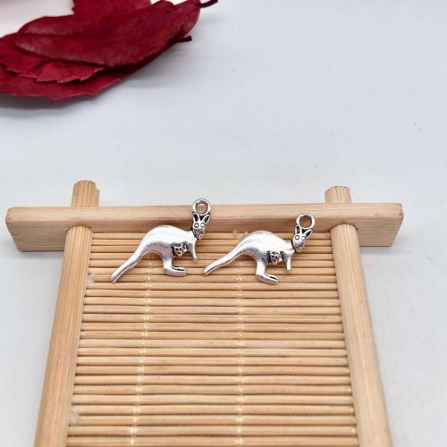 Zinklegering Animal Hangers, Zinc Alloy, Kangoeroe, antiek zilver plated, DIY, 27x12mm, 100pC's/Bag, Verkocht door Bag