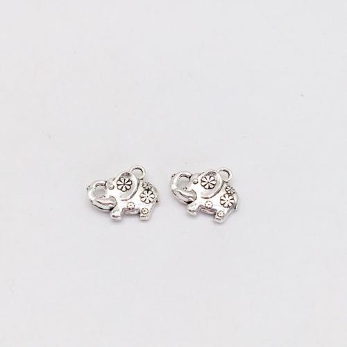 Zinc Alloy Animal Pendants Elephant antique silver color plated DIY Sold By Bag