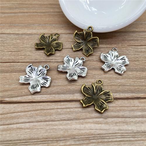 Zinc Alloy Flower Pendler, forgyldt, du kan DIY, flere farver til valg, 21x22mm, 100pc'er/Bag, Solgt af Bag