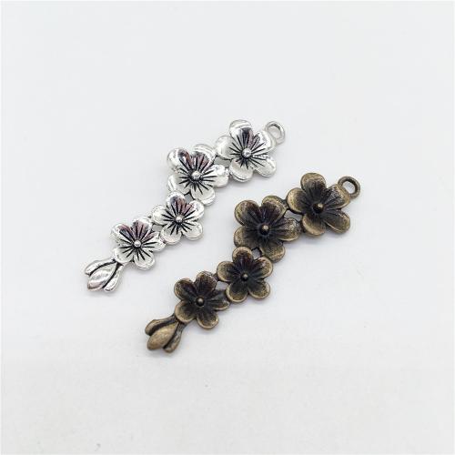 Cink ötvözet Virág Medálok, Plum Blossom, galvanizált, DIY, több színt a választás, 56x18mm, 100PC-k/Bag, Által értékesített Bag