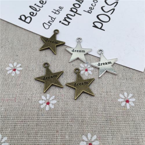 Cink Alloy Star Privjesak, Zvijezda, pozlaćen, možete DIY, više boja za izbor, 23x20mm, 100računala/Torba, Prodano By Torba