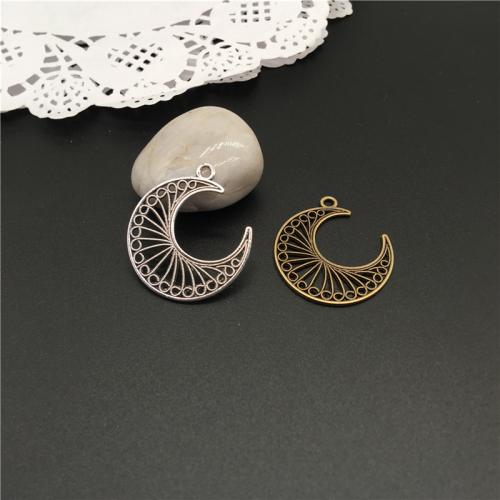 Zinc Alloy Moon Pendler, forgyldt, du kan DIY, flere farver til valg, 33x29mm, 100pc'er/Bag, Solgt af Bag