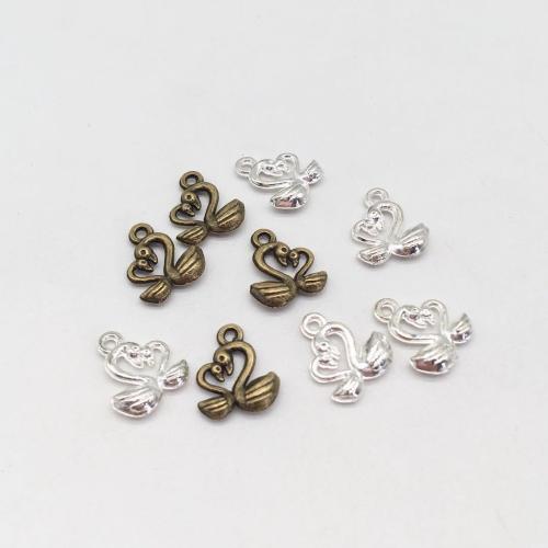 Sinc Alloy Pendants Ainmhithe, Eala, plátáilte, DIY, dathanna níos mó le haghaidh rogha, 15x12mm, 100ríomhairí pearsanta/Mála, Díolta De réir Mála