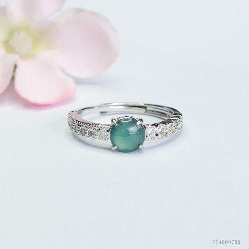 Jadeite Cuff Finger Ring with Zinc Alloy folk style & for woman & with rhinestone US Ring Sold By PC