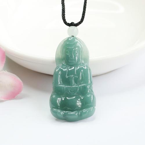 Gemstone Hängen Smycken, Jadite, Guanyin, Sned, folkliga stil & DIY, Grade A, 39x20x4mm, Säljs av PC