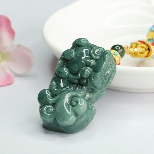 Gemstone Pendants Jewelry Jadeite Mythical Wild Animal Carved folk style & DIY Sold By PC