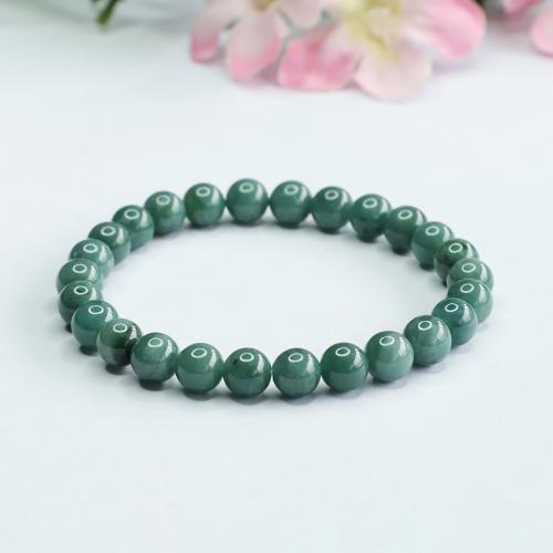 jade bracelet, Rond, style folk & pour femme, beads length 7mm, Longueur Environ 6-8 pouce, Vendu par PC