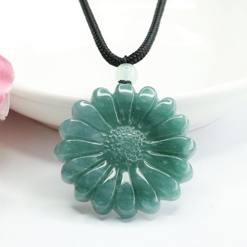 Gemstone Pendants Jewelry Jadeite Sunflower Carved folk style & DIY Sold By PC