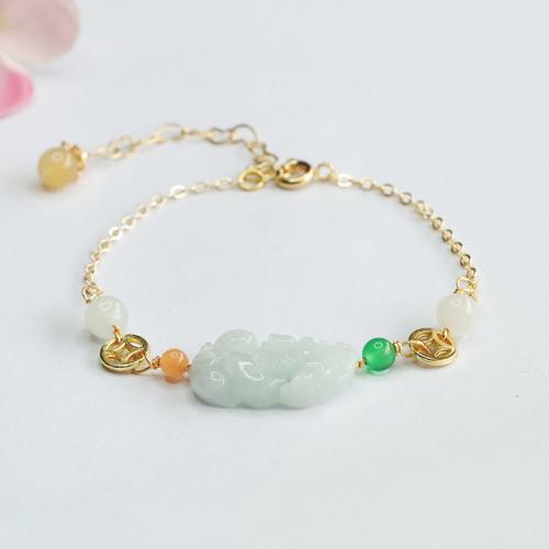 Jadeite Bracelet with Zinc Alloy Mythical Wild Animal folk style & for woman Grade A Length Approx 6-8 Inch Sold By PC