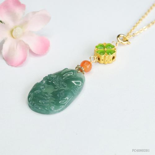 Gemstone Pendants Jewelry Jadeite with Brass folk style & DIY Sold By PC