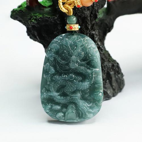 Gemstone Pendants Jewelry Jadeite Dragon Carved folk style & DIY Sold By PC