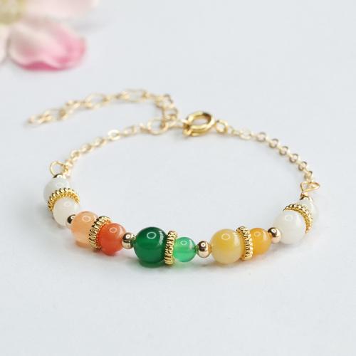 翡翠 ブレスレット, とともに ジェイド & 緑ケレスドニ & 亜鉛合金, 民俗様式 & 女性用, beads length 5-6mm, 長さ 約 6-8 インチ, 売り手 パソコン