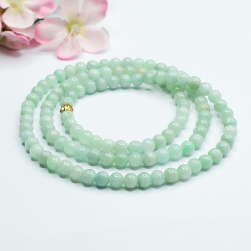 jade collier, avec alliage de zinc, Rond, style folk & pour femme, vert clair, beads length 6mm, Longueur Environ 20-31.5 pouce, Vendu par PC